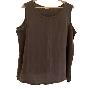 Oh My Gauze! Women's Brown 100% Cotton Tank Top Side Slits Size 3